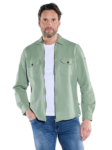 Herren Overshirt in Halbleinen-Qualität , Gruen