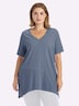 Halbarmshirt Longshirt mit gerundetem Saum Kurzarm