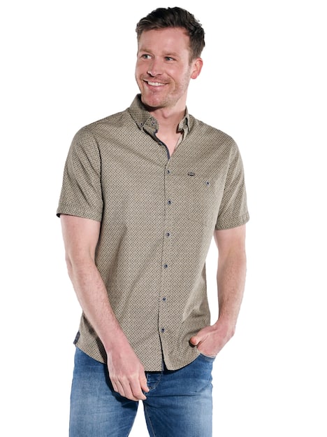 engbers Herren Kurzarm-Hemd gemustert , Sand