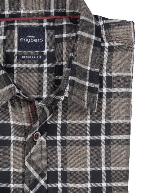 engbers Herren Langarm-Hemd kariert , Schwarzbraun