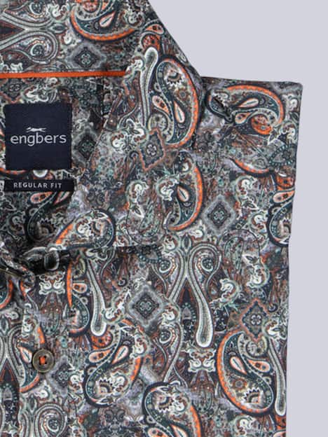 engbers Herren Langarm-Hemd gemustert , Oliv