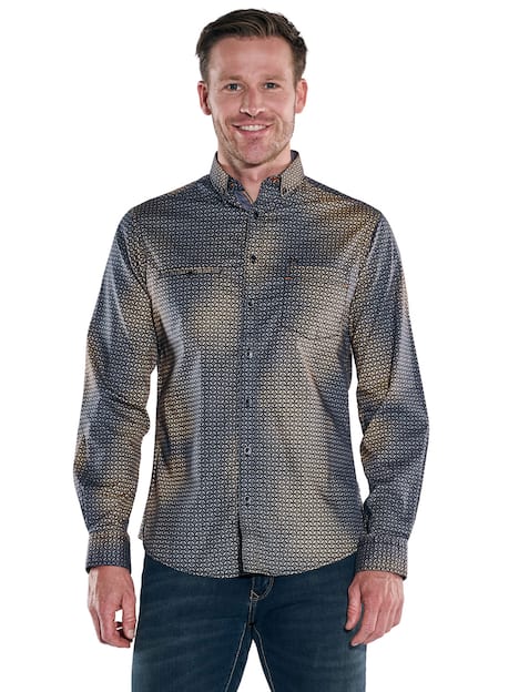 engbers Herren Langarm-Hemd gemustert , Orange