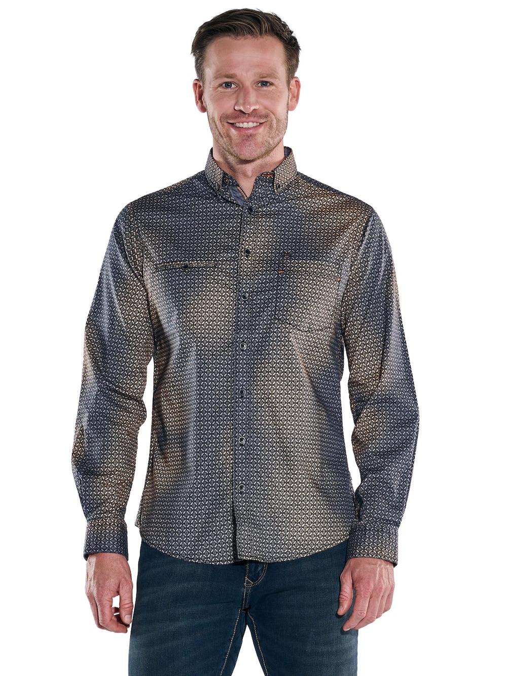 engbers Herren Langarm-Hemd gemustert , Orange