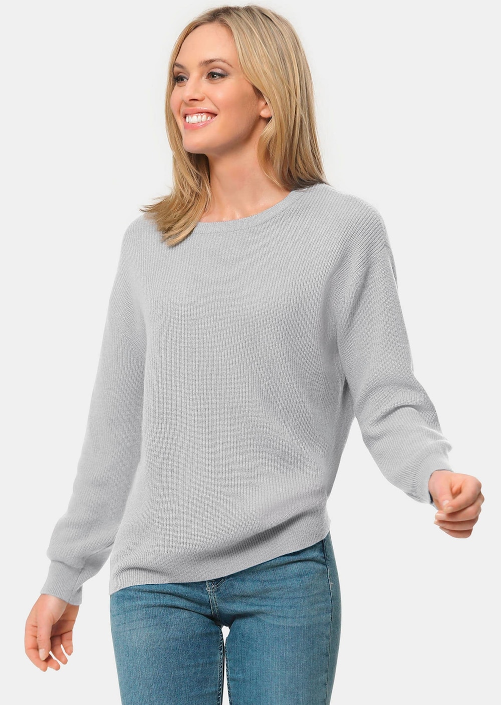 Kaschmirpullover in Patentstrick mit Rundhals