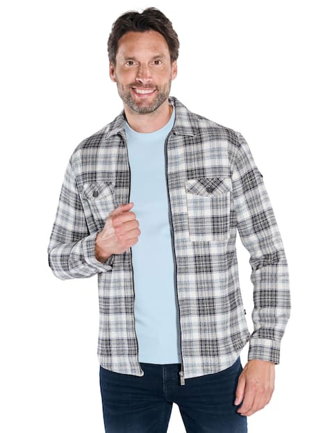 engbers Herren Overshirt kariert , Naturweiss