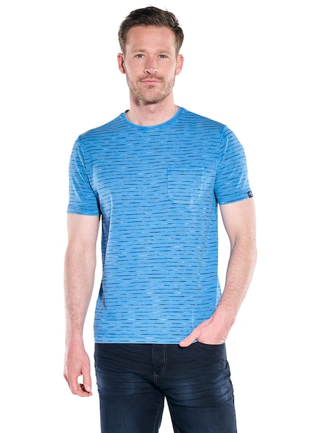 Herren Rundhals T-Shirt mit Brusttasche , Brilliantblau