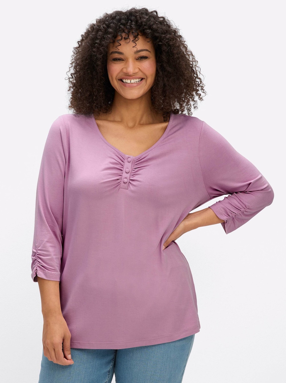 3/4-Arm-Shirt 3/4-Arm-Shirt mit dekorativen Raffungen 3/4-Arm keine Angabe