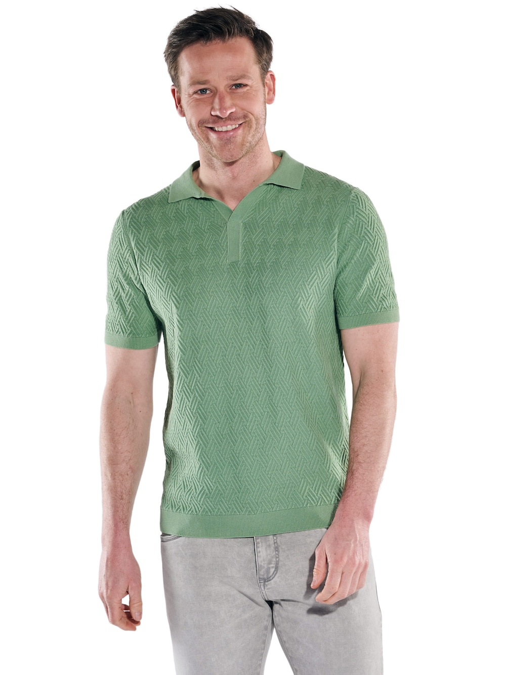 Herren Strick Polo-Shirt , Gruen