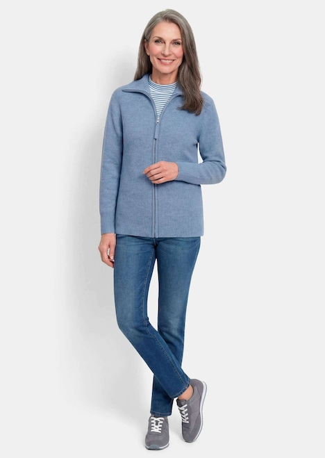 Melange-Cardigan mit Reißverschluss