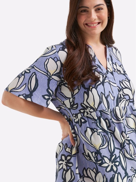 Webkleid A-Linien-Kleid mit Volants Kurzarm