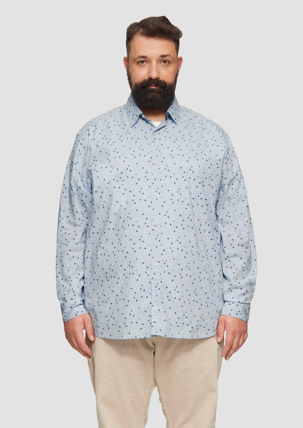 Slim Fit: Gemustertes Popeline-Hemd mit Kentkragen