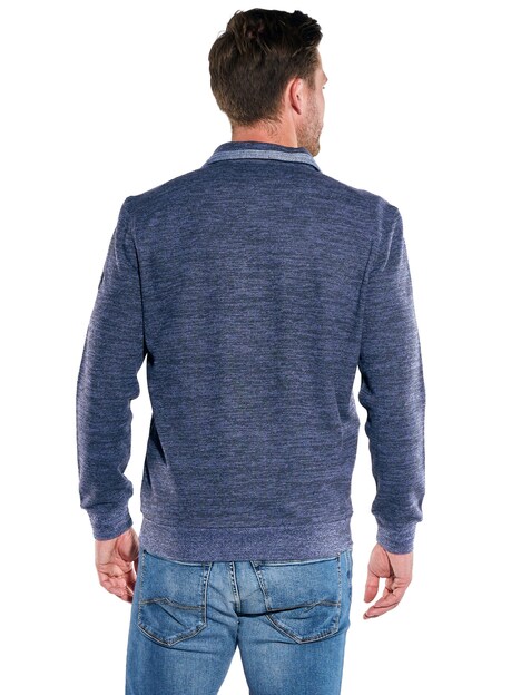 Herren Sweatshirt mit Stehkragen und Brusttasche , Saphirblau