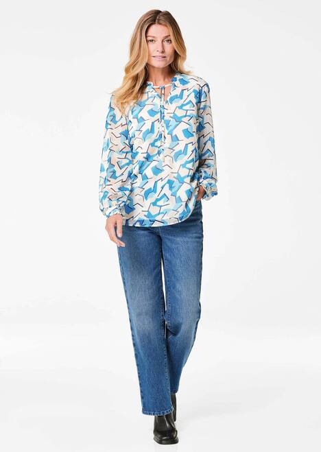 GOLDNER Blouse Chiffon blouse met elastische manchetten