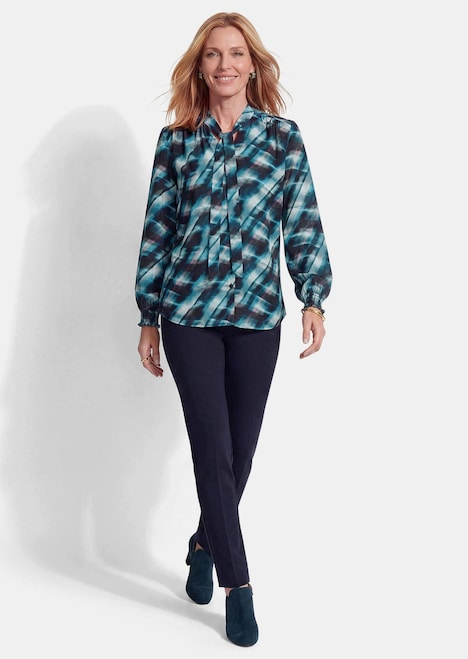 Viskosebluse mit Karo-Print