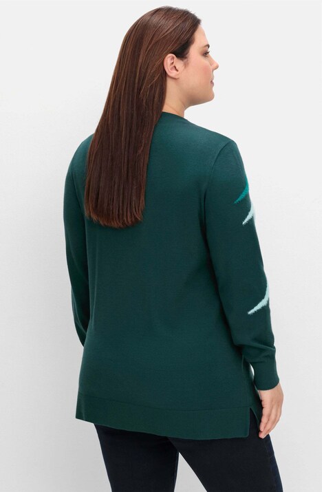 Stehkragenpullover Langarm Intarsien, Feinstrick Mehrfarbig Stehkragen