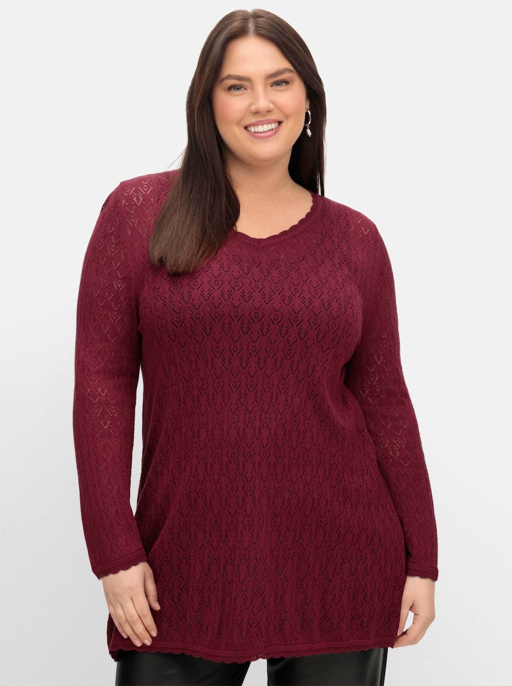 V-Ausschnitt-Pullover Langarm Uni