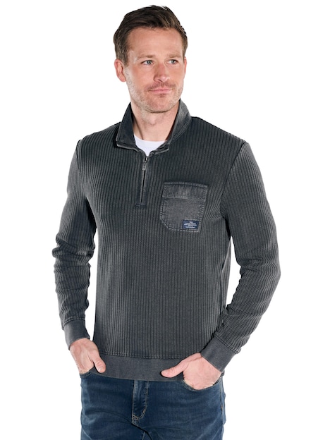 Herren Sweatshirt Stehbund , Anthrazit