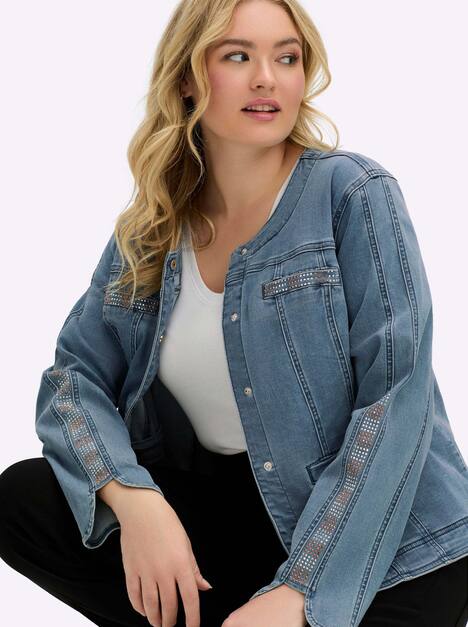 Blazer Langarm Uni Ohne Kragen