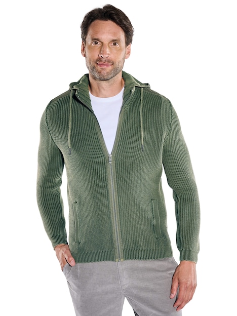 Herren Modische Strickjacke mit Kapuze , Oliv