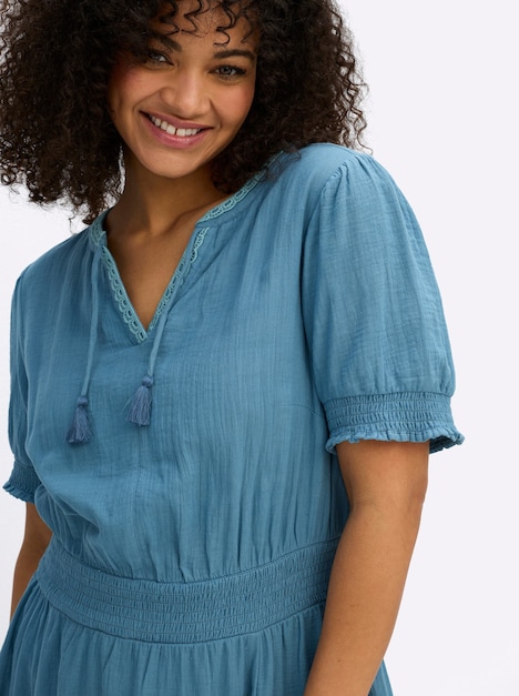 Kleid Kurzarm Ohne Kragen