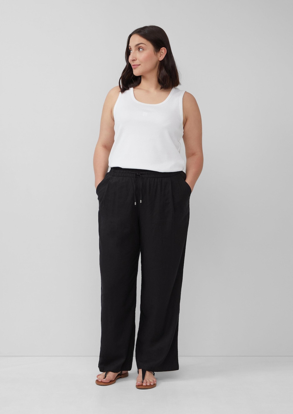 Leichte Leinenmix-Hose mit Elastikbund