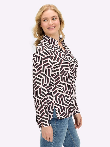 Tunika Langarm Sonstiges Muster Hemdkragen