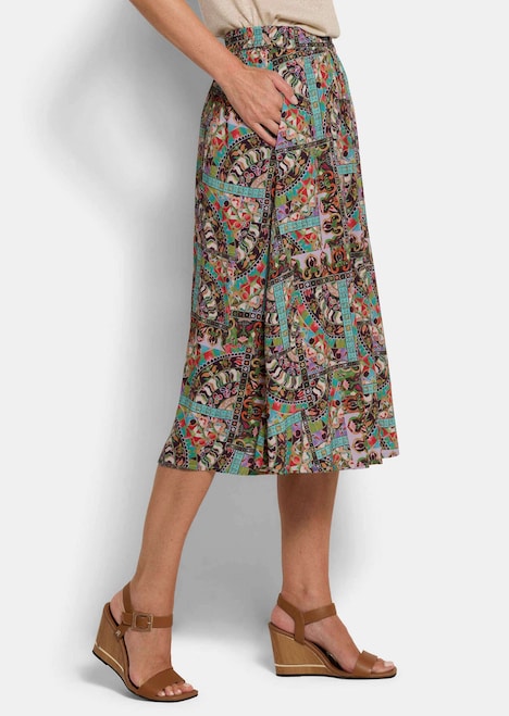 Viscose rok met patchprint