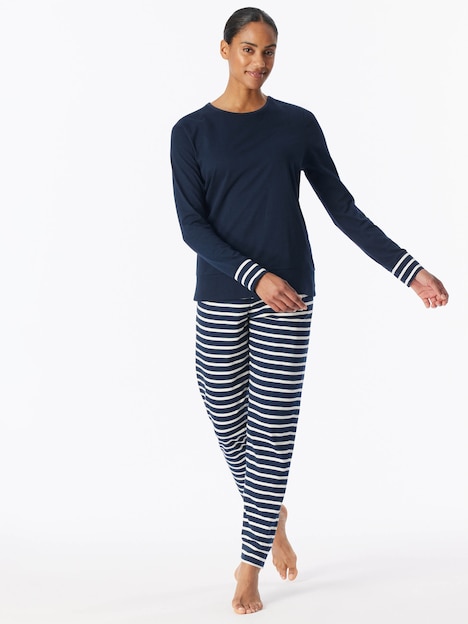 Schiesser Damen Pyjama Casual Essentials - nachtblau