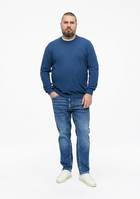 Baumwollpullover mit Logo-Stickerei