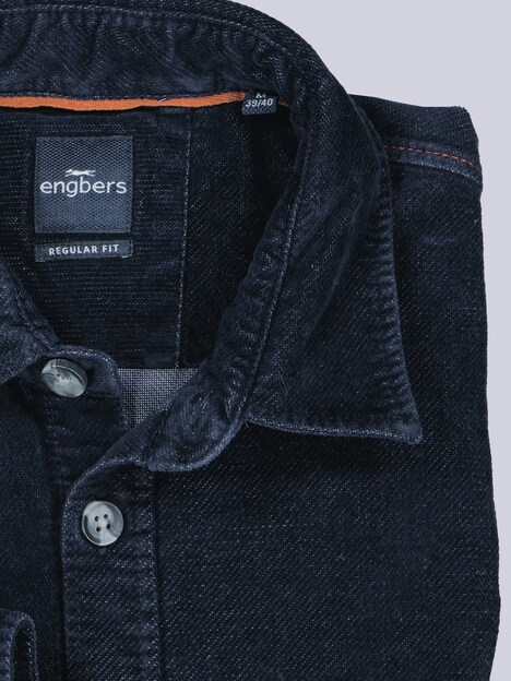 Herren Sportives Overshirt aus softer Velvet-Ware , Indigoblau