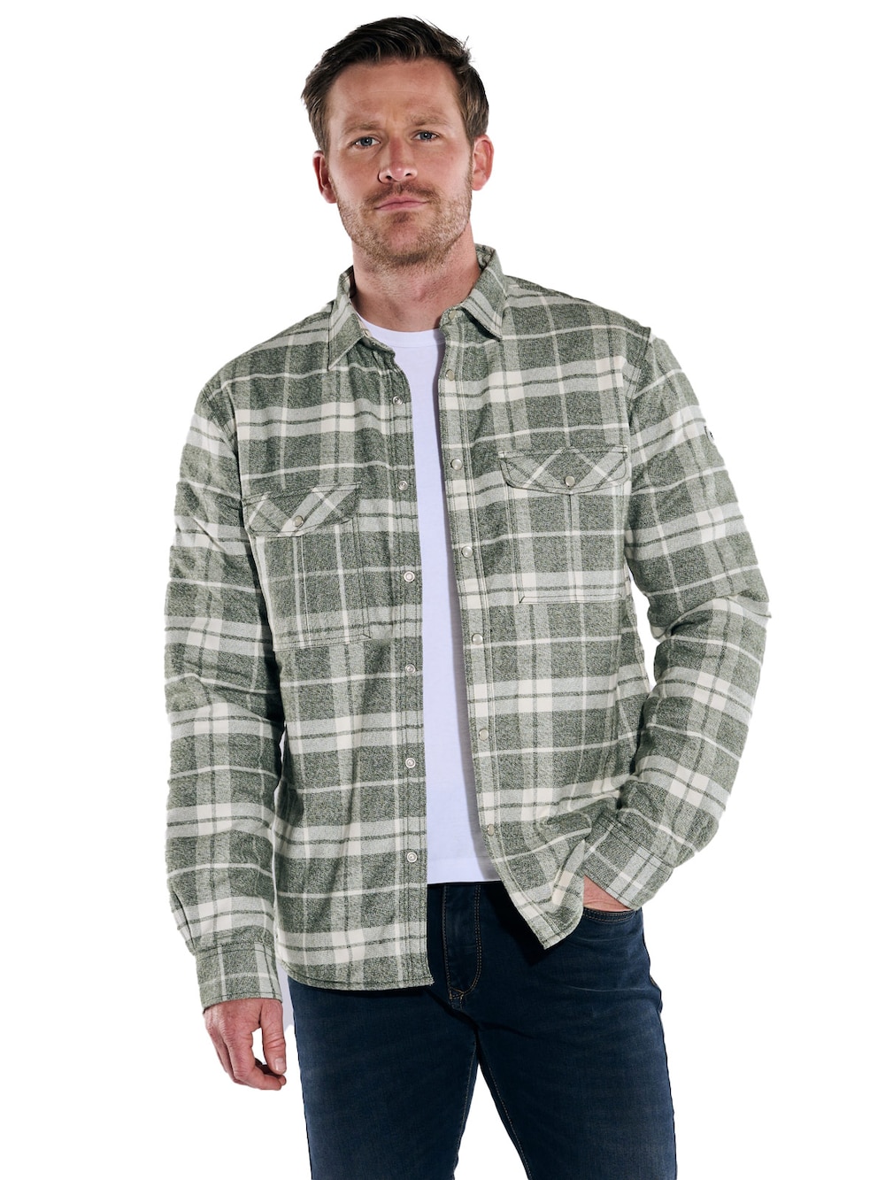 engbers Herren Overshirt kariert , Khaki