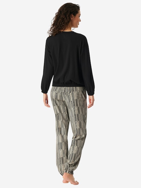 Schiesser Damen Pyjama Modern Nightwear - schwarz