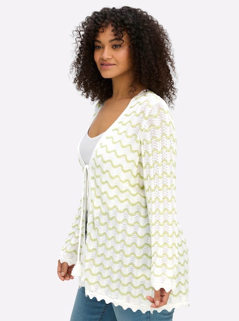 Cardigan Langarm Ajour Ohne Kragen