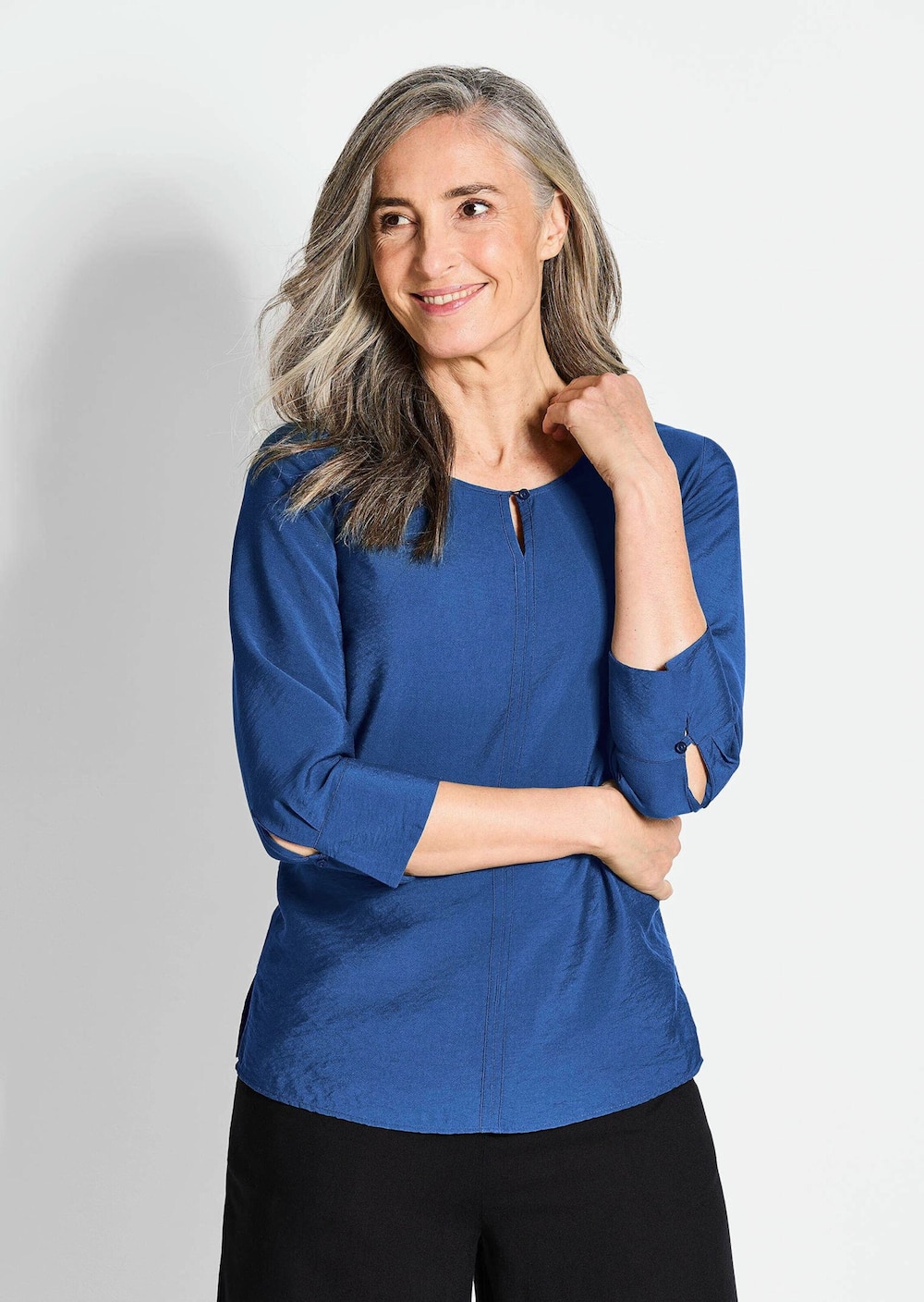 Elegante Schlupfbluse Damen aus Viskose mit Strukturmuster