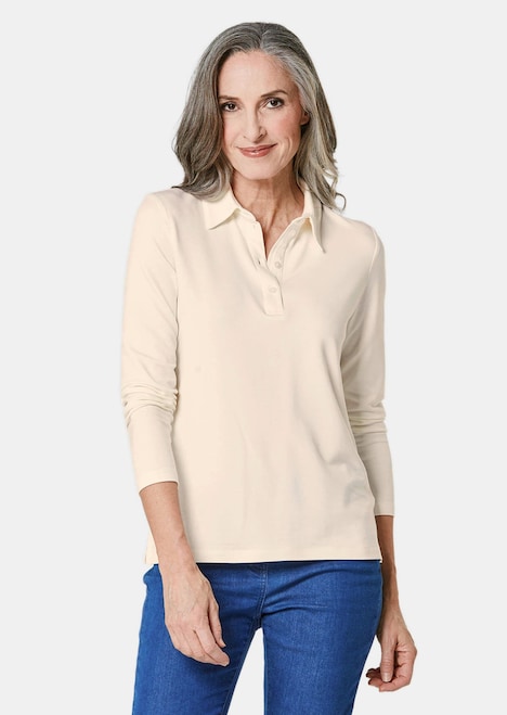 Langarm Poloshirt mit Schmuckband an Knopfleiste