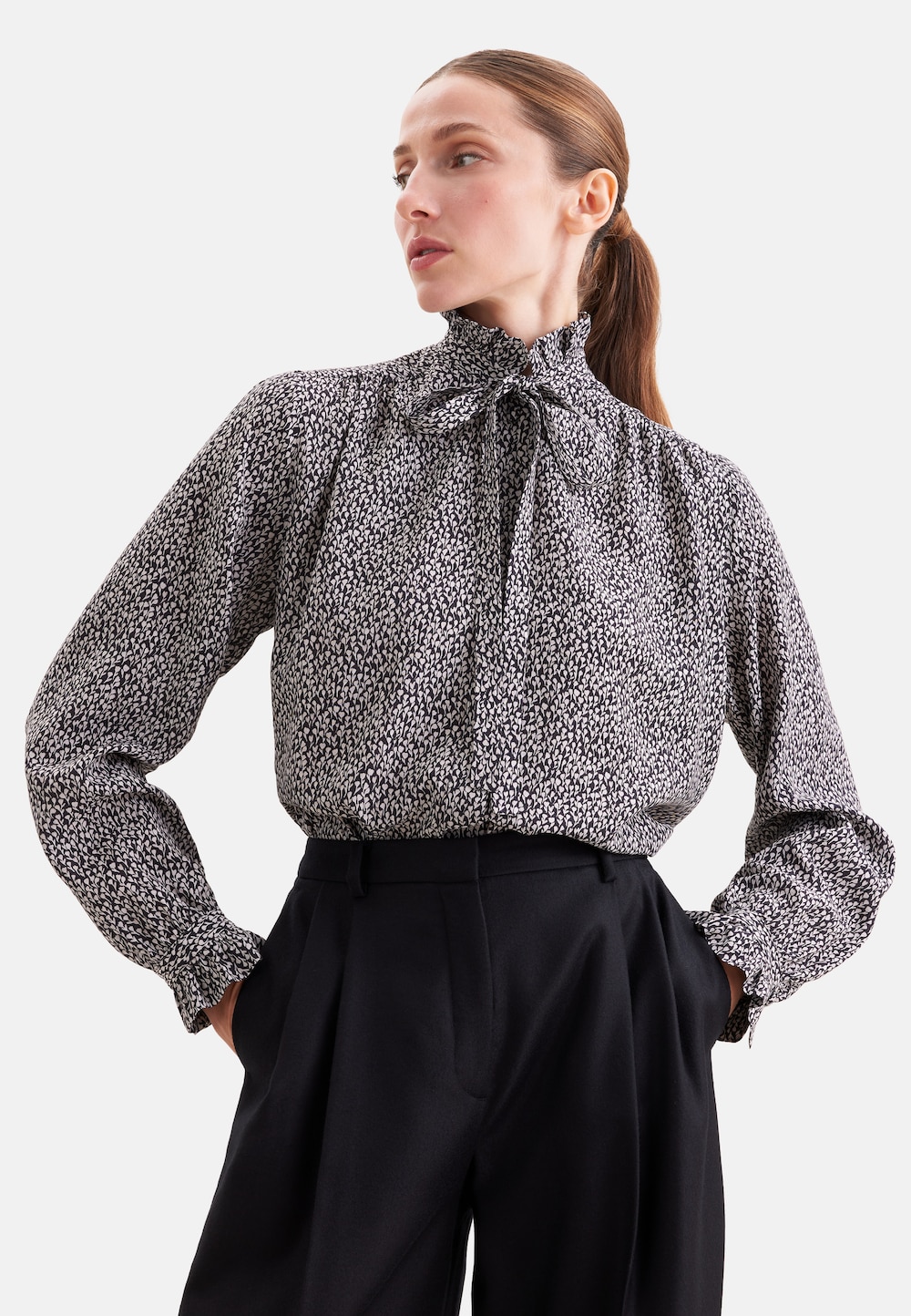 Damen Ausgestellte Bluse - Druck