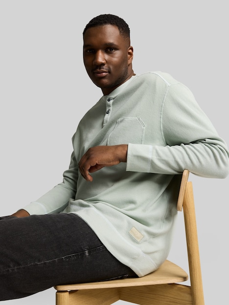 Henley Langarmshirt mit Waffelstruktur