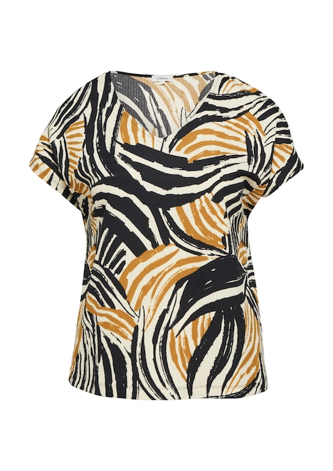 Strukturiertes V-Neck-T-Shirt im Relaxed Fit