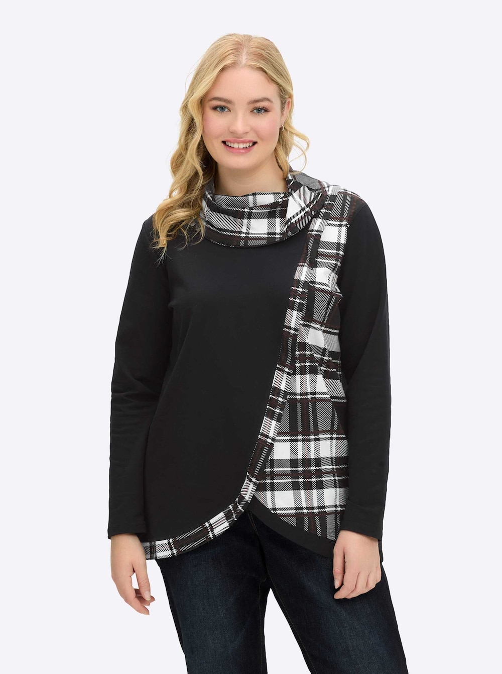 Sweatshirt Langarm Uni Schalkragen