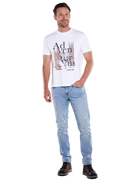 Herren Print T-Shirt , Reinweiss