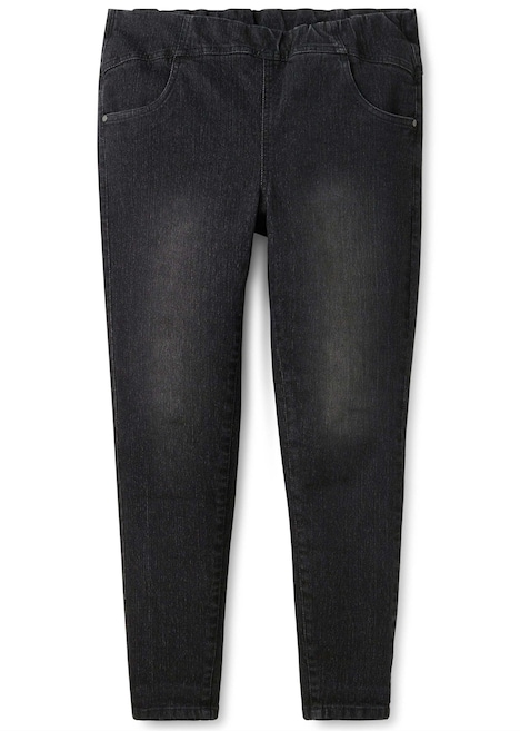 Schlupfjeans Jeggings mit breitem Gummibund Rundumdehnbund Uni
