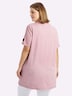 Halbarmshirt Longshirt mit gerundetem Saum Kurzarm