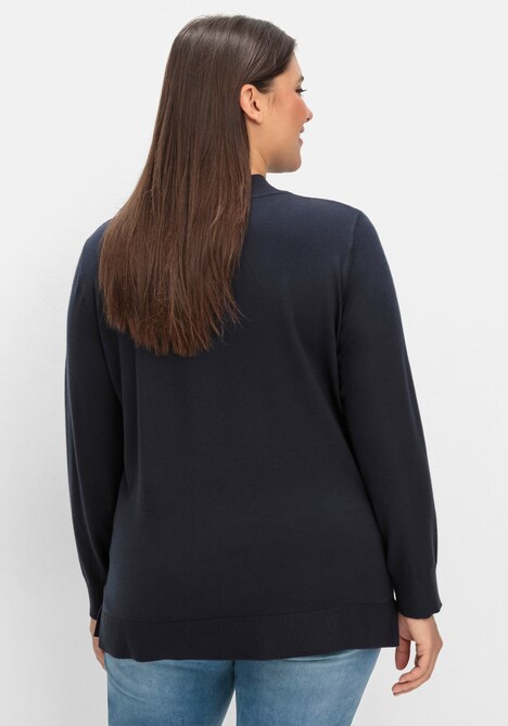 Strickpullover Langarm Uni Stehkragen