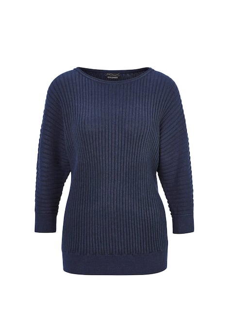 Baumwollmix mit Fledermausärmeln und Rippstruktur