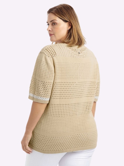 Halbarm-Pullover Kurzarm Ajour