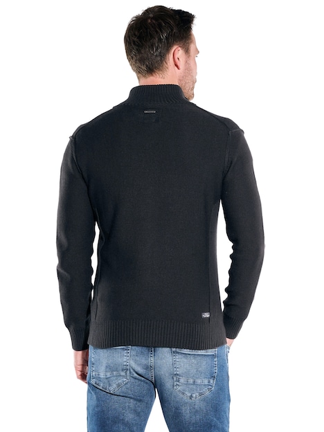 Herren Strickjacke mit seitlichen Taschen , Schwarz