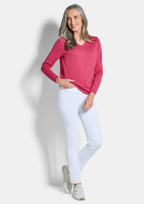Baumwollpullover mit V-Ausschnitt