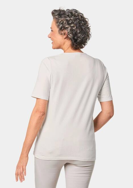 Rundhalsshirt mit Häkelspitze