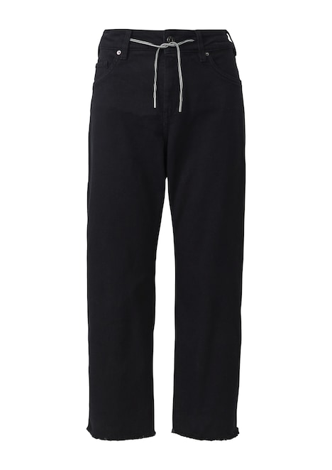 Cropped-Jeans / Mid Rise / Straight Fit / offener Saum