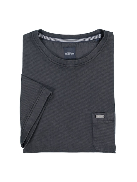 Herren Rundhals T-Shirt mit Brusttasche , Schwarz